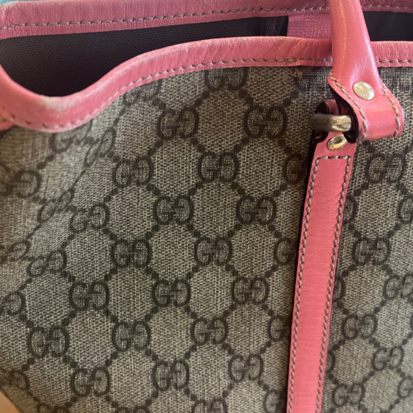 Authentic Gucci GG Supreme Joy Tote - Pink Leather Trim - Picture 10 of 10